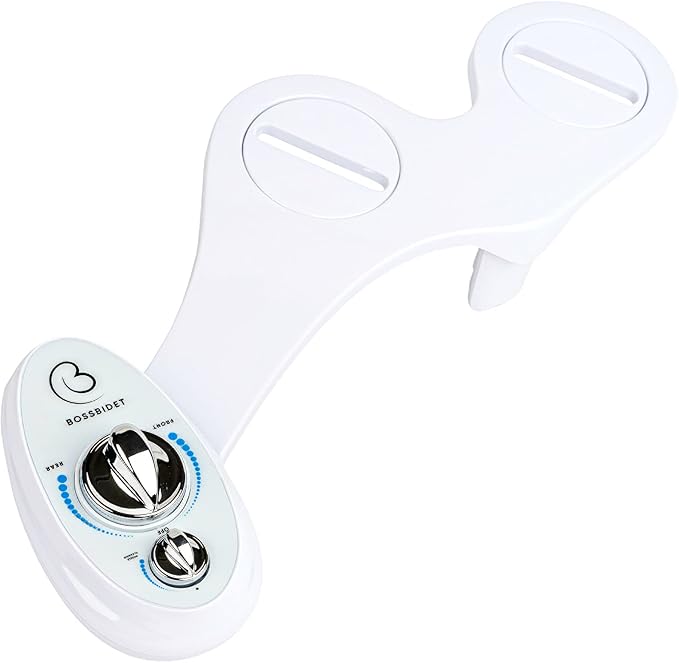 Luxury White Blue - Bidet Attachment for Toilet Seat - Dual Nozzles, Self-Cleaning, Non-Electric Water Sprayer, Save Money On Toilet Paper and Reduce Waste