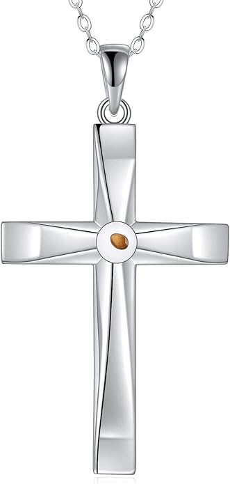 ONEFINITY Religious Cross Pendant Necklace Sterling Silver Origami Cross Pendant Gifts for Women Men Jewelry