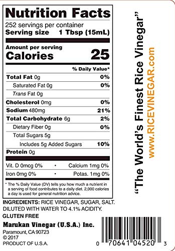 Marukan Seasoned Gourmet Rice Vinegar, 1 Gallon (Pack of 2)