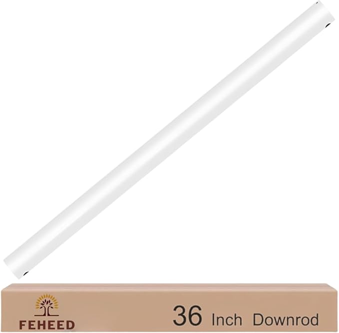 36 Inch Ceiling Fan Downrod, 1" Diameter White Ceiling Fan Extension Rod (No Threads),Universal Down Rods for Ceiling Fans,Easy Installation