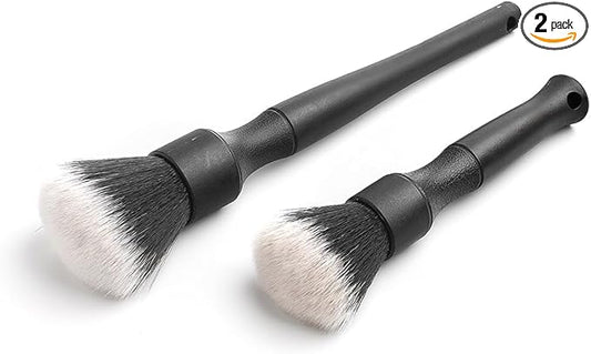 Detail Factory - Synthetic Detailing Brush Set - Long & Short Brush - Ultra-Soft Interior Car Cleaning Brushes for, Screens, Emblems, & Tight Spaces - Black