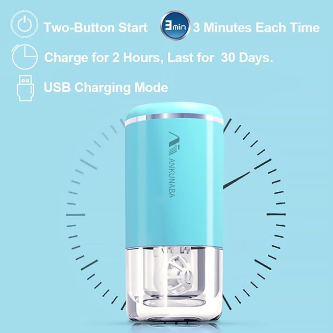 Contact Lens Cleaner, Portable Soft Contact Lens Cleaning Machine with USB Charger, Automatic Vibration Contact Lenses Cleaner Case for Traveling (Blue)