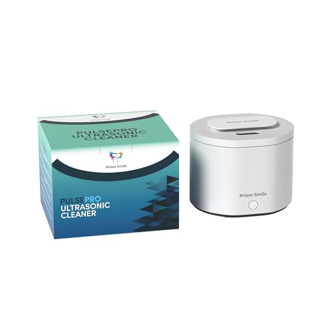 PulsePro Ultrasonic Cleaner with UV Sanitizer, 42 kHz Professional Dental Device Cleaner, 200ml Tank for Aligners, Retainers, Night Guards, One-Touch Operation