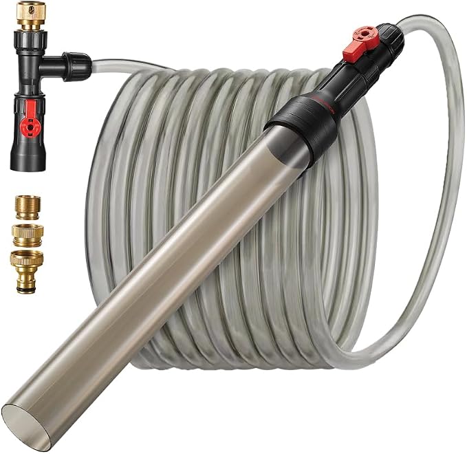 Aquatop EZ Vac-N-Fill 50Ft Aquarium Vacuum & Refill Kit – WCK-50 – Gravel Cleaner with Durable PVC Hose & Brass Faucet Adapters – Simplifies Water Changes