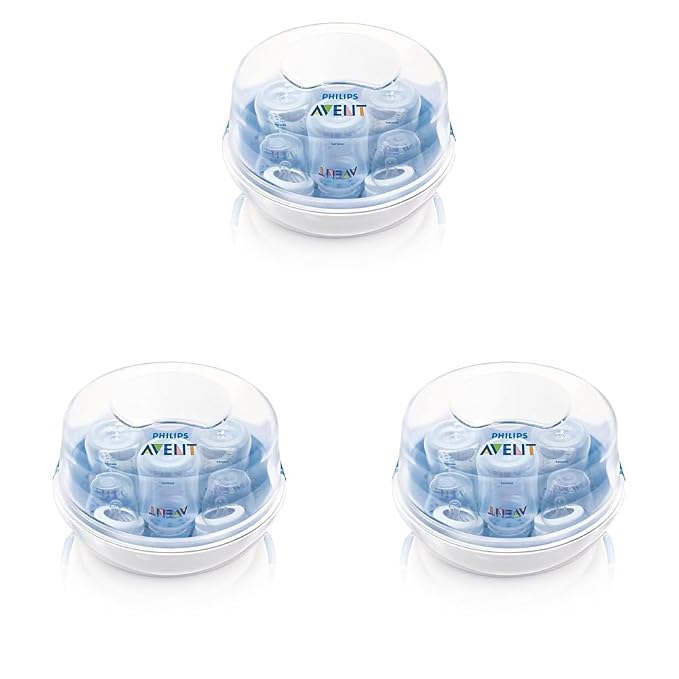 Philips AVENT Microwave Steam Sterilizer for Baby Bottles, Pacifiers, Cups and More, SCF281/05 (Pack of 3)