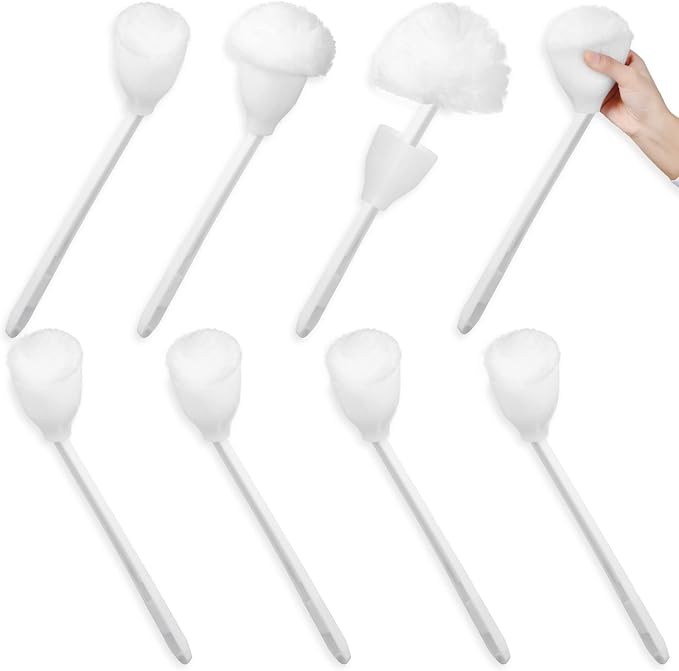 Eaasty Toilet Bowl Mop Toilet Bowl Brush White Soft Swab Bathroom Brush with Holder Long Handle Cleaning Scrubber Bathroom Accessories(8 Pcs)