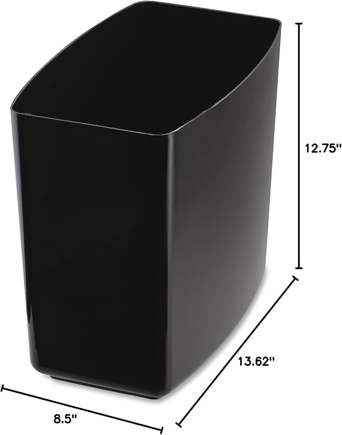 Officemate 2200 Series Executive Waste Basket, 20 Quart Capacity, 13.625 x 8.5 x 12.75 Inches, Black (22262)