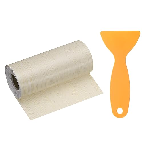HARFINGTON Wood Grain Repair Tape 4.7 Inch x 33ft Self Adhesive Repair Patch Tape Simulated Wooden Floor Tapes with Plastic Scraper for Tables Doors Windows Furniture, White Oak