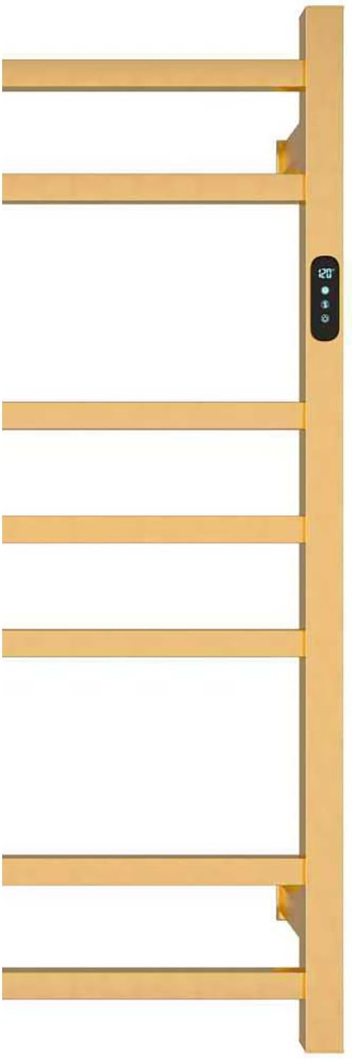 Luxury Heated Towel Rack for Bathroom, Wall Mounted Electric Towel Warmer Racks with Timer & Temperature Multi-Level Adjustable, 7 Bar Stainless Steel Towel Heater for Bathroom (Brushed Gold)