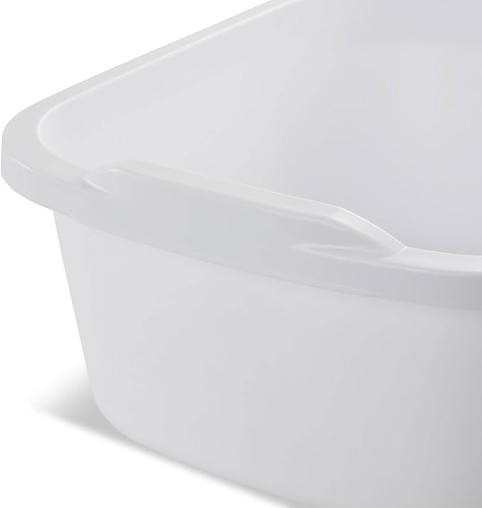 Sterilite 06478008 Durable Heavy-Duty Reinforced Multipurpose Plastic 12 Quart Kitchen Dishpan with Molded Handles, White (32 Pack)