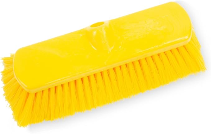 SPARTA 41278EC04 Flo-Thru Plastic Wall Scrub Brush, Equipment Brush With Soft Nylex Bristles For Industrial Kitchens, Hospitals, Commercial Cleaning, 4 Inches, Yellow, (Pack of 12)
