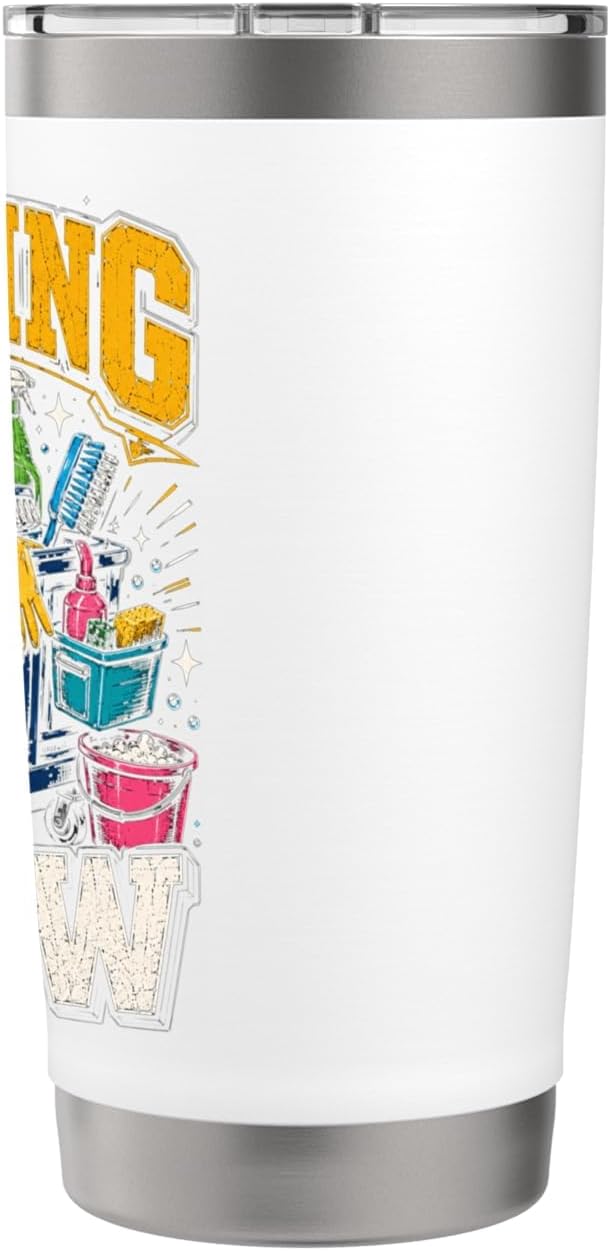 Cleaning Crew Funny Custodian Teamwork Gifts for Men Women Stainless Steel Insulated Tumbler