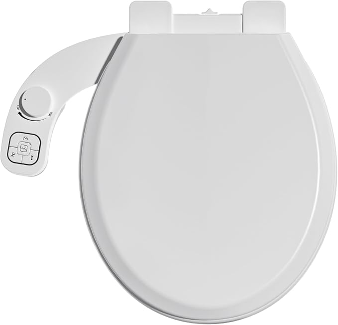 Bidet Toilet Seat Non-Electric,Fits Round Toilets - Soft Close Lid,Quick-Release for Easy Cleaning - Dual Nozzle System with Self Cleaning,Adjustable Water Pressure