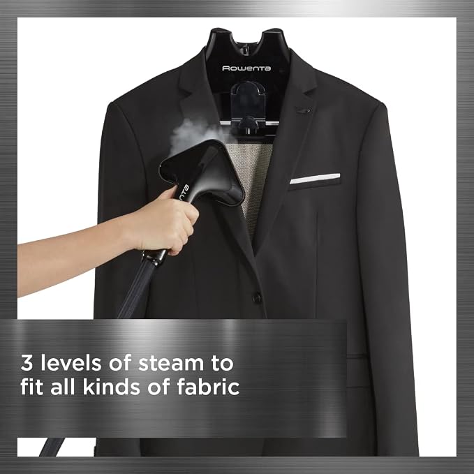 Rowenta Prostyle Full Size Steamer for Clothes with Screen, 63 Inch, 51oz water tank capacity, Flat Surface Included For Easier Steaming, 1500 Watts, Ironing, Fabric Steamer, Garment Steamer IS3440