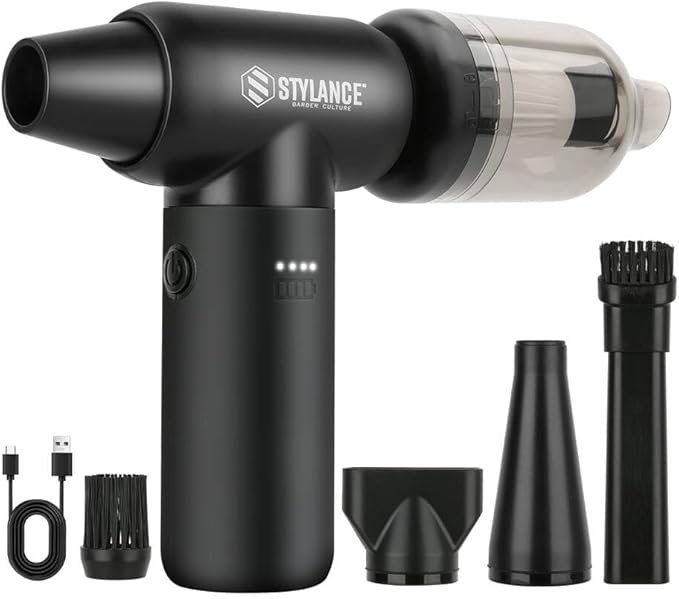 Compressed Air Duster,110000RPM Electric Air Duster, Mini Blower Jet Dry Blower for Computer, Keyboard, Car, Home, Outdoor Cleaning, Type-C (Black)