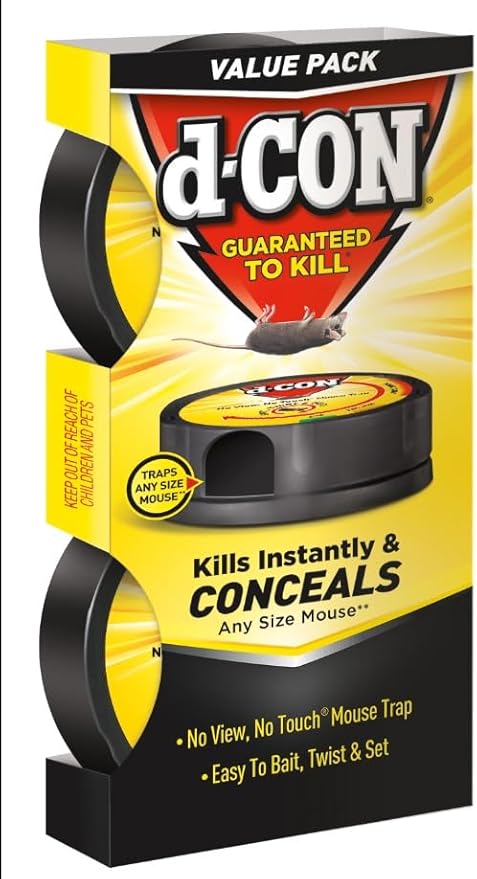 D-Con No View, No Touch Covered Mouse Trap, 6 Pack (2 Traps Each) (Packaging May Vary)