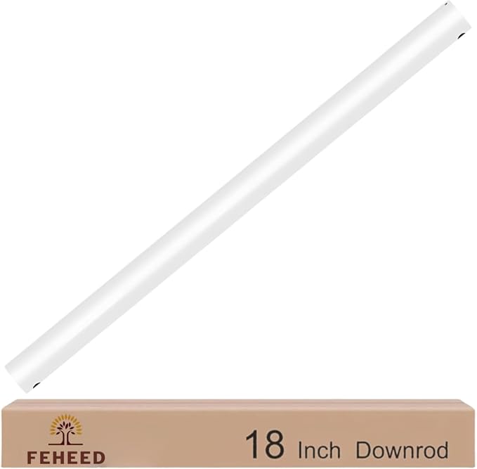 18 Inch Ceiling Fan Downrod, 1" Diameter White Ceiling Fan Extension Rod (No Threads),Universal Down Rods for Ceiling Fans,Easy Installation