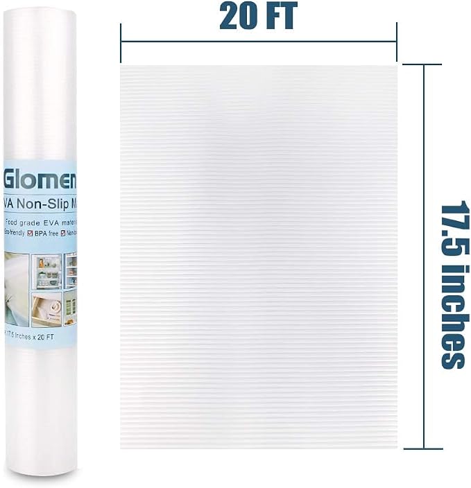 Glomen Refrigerator Liners, Fridge Mats, Washable Oil-Proof Fridge Pads Shelves Drawer Cabinet Liners, 17.5 Inches x 20 FT, Refrigerator Mats for Shelves (17.5 Inches x 20 FT)…