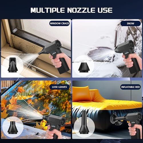 JVSCAM Compressed Air Duster - Electric Air Duster with Brushless Motor - 3 Gear Adjustable Cordless Air Blower - Rechargeable Air Duster for PC, Keyboard, Car, Outdoors, Home