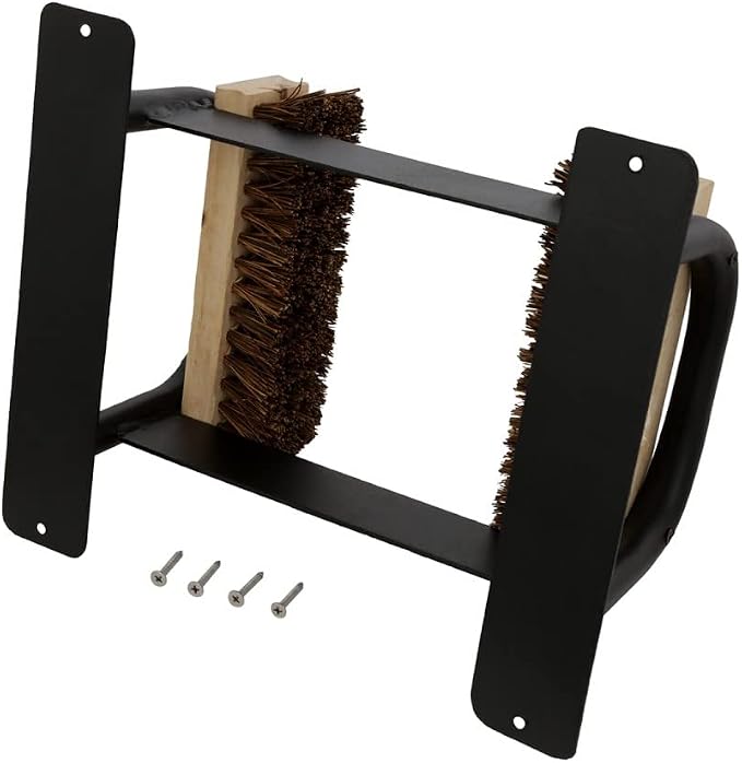 Renovators Supply Manufacturing Boot Scraper 12 in. Black Wrought Iron Floor Mount Boot Brush Scraper