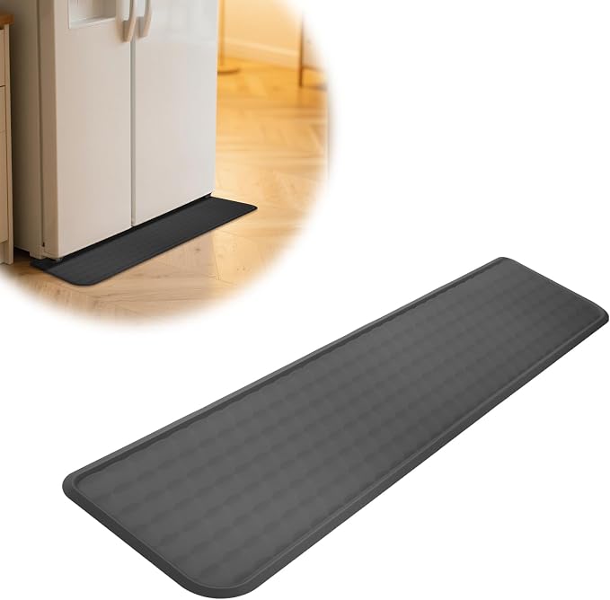 Refrigerator Spill Mat, 37.5 X 8.5 Fridge Mat Silicone Drip Tray Catcher for Washing Machine Refrigerator Spill Liner Floor Protector Anti-Slip (Gray)