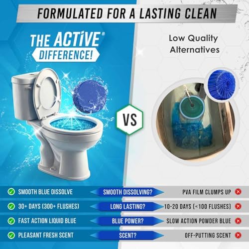 ACTIVE Ice Machine Cleaner Tablets and Automatic Toilet Bowl Cleaner - Includes 24ct Ice Maker Cleaning Tablets and 12pk Auto Blue Toilet Bowl Cleaning Tabs