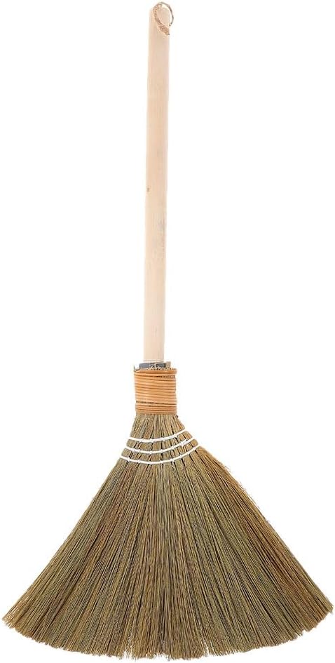 NOLITOY Natural Vietnamese Corn Whisk Broom with Detachable Handle, Floor Sweeper for Indoor Outdoor Cleaning Garage Yard Driveway, 26.37In