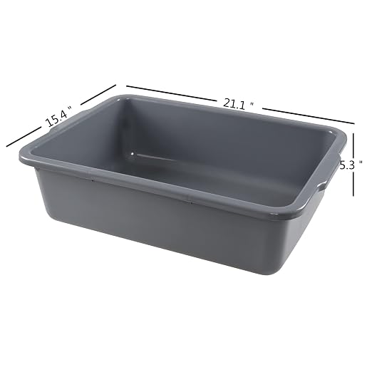 4 Pack Commercial Bus Boxes, 23 L Plastic Bus Tubs, Gray