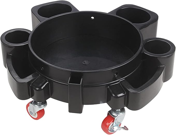 LCGP Bucket Dolly 5 Gallon Car Wash Professional Detailing Bucket Dolly with Heavy Duty Wheel Casters, Black