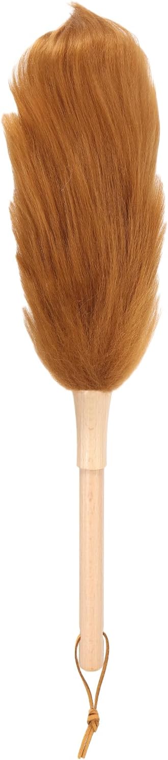 uxcell Wool Duster, 14.2" Natural Feather Cleaner Household Cleaning Duster with Solid Wooden Handle for Cleaning Fans Window Blinds Shelves Furniture, Light Brown