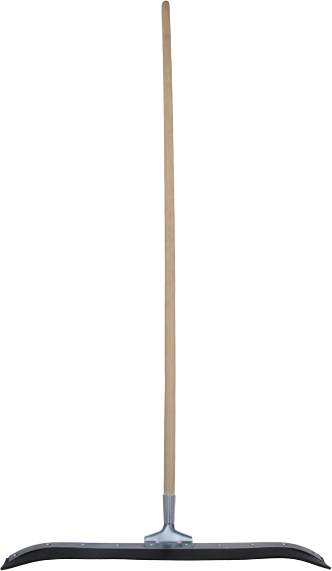 MARSHALLTOWN Asphalt Squeegee, 36 Inch Neoprene Curved Blade, 60 Inch Wood Handle, Reversible Floor Squeegee for Concrete and Garage, Heavy Duty Sealcoating Tool, RED700248