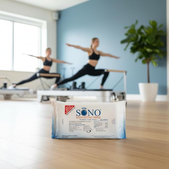 SONO Disinfecting Wipes - No Alcohol & Bleach, Medical-Grade, All-Purpose - School, Household, Dorm, Salons, Spas, Pilates & Yoga Studios Cleaning Kit - 320 ct (pack of 4) 80 count packs w/Sanitizer