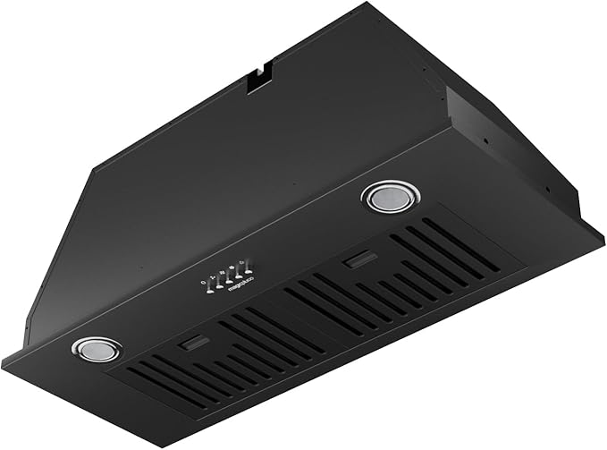 magicplux 30 Inch Built-in Range Hood,Dutched/Dutchless Convertable with 600CFM Suction,Vent Hood with Bright LED Light,3 Speed Fan,Black