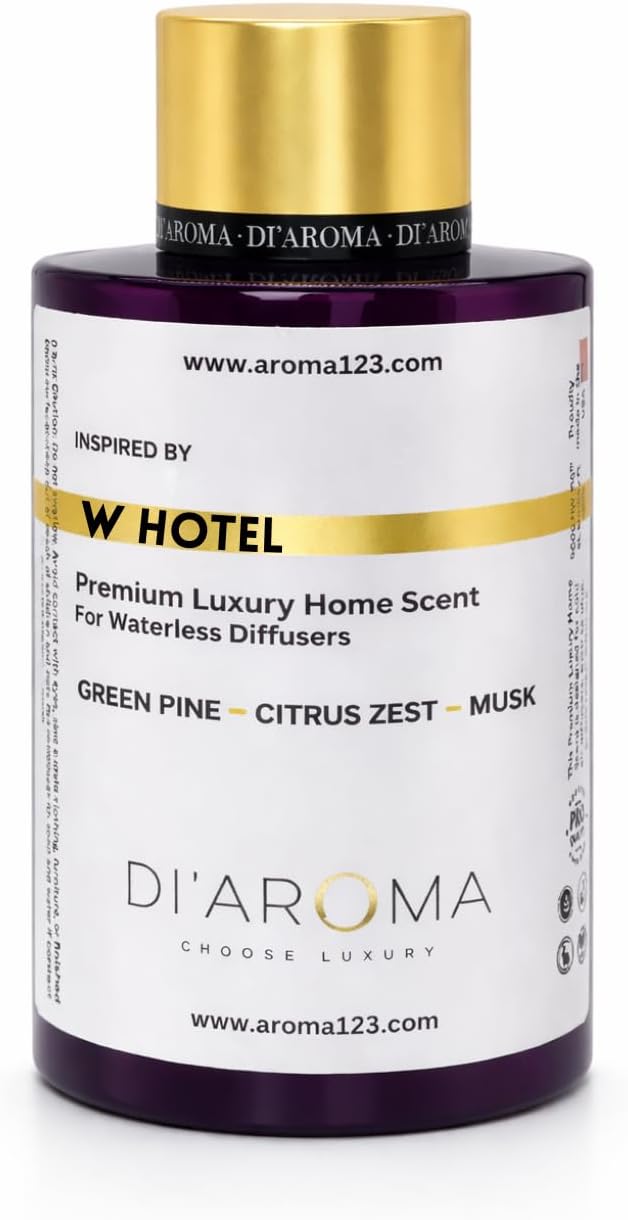 Di’Aroma Luxury W Hotel Resort Collection Fragrance Oil, Diffuser Oil for Waterless & Cold-Air Diffusers, Premium Air Freshener, Long-Lasting Home & Business Scent, Made in USA (120ml, W Hotel)