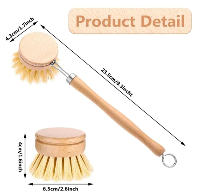 9-Piece Eco-Friendly Kitchen Cleaning Set – Bamboo Dish Brush, Bottle Brushes, Reusable Metal Straws & Cleaning Tools | Zero Waste Household Essentials | Sustainable & Durable Kitchen Accessories
