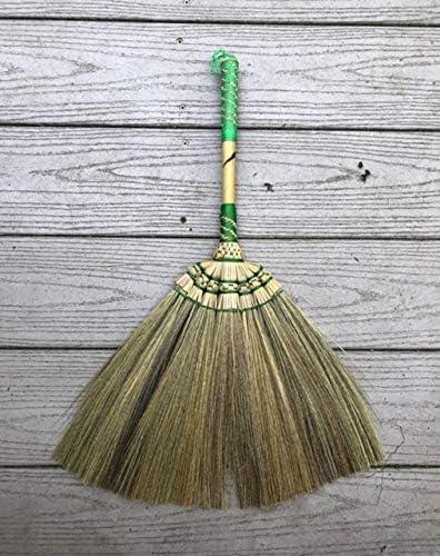 1 Piece of 24'inch Tall of Thai Natural Grass Broom and 1 Piece of Loincloth Storage Bag Asian Broom Hand Broom Duster Grass for dusting Dirt and dust
