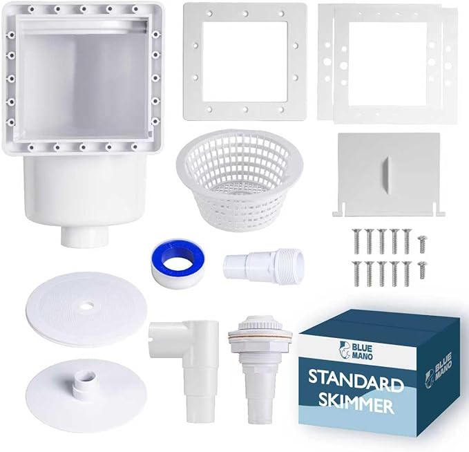Blue Mano Standard Above Ground Pool Skimmer Complete Kit, Replacement for SP1091LX, 45-400, 32190, 8940, Opening Width 6" Fits All Standard Pool Wall Openings