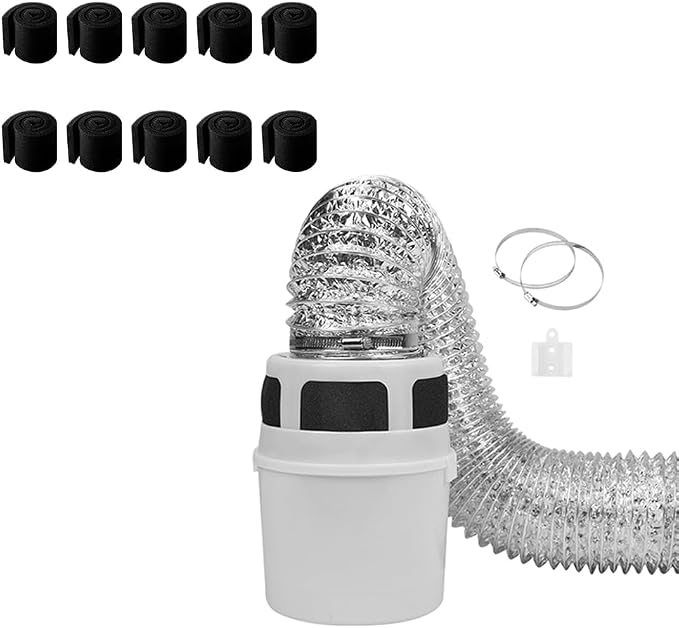 3 IN 1 Indoor Dryer Vent Kit Filter Bucket for Electric Dryer with 4-Inch by 5-Feet Proflex Duct (Silver) & 10 Pack Dryer Filter Replacement