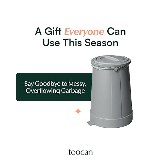Toocan Trashcan - Nautical Gray -13 Gallon Trash Can with Removable Base & Lid – Patented Design, 40% More Space, Uses Standard Bags, Easy to Clean for Home or Office