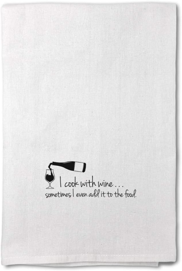 Style In Print Custom Decor Flour Kitchen Towels Cook with Wine Sometimes Even Add It Food Funny & Novelty Funny & Novelty Humor Cleaning Supplies Dish Towels Design Only