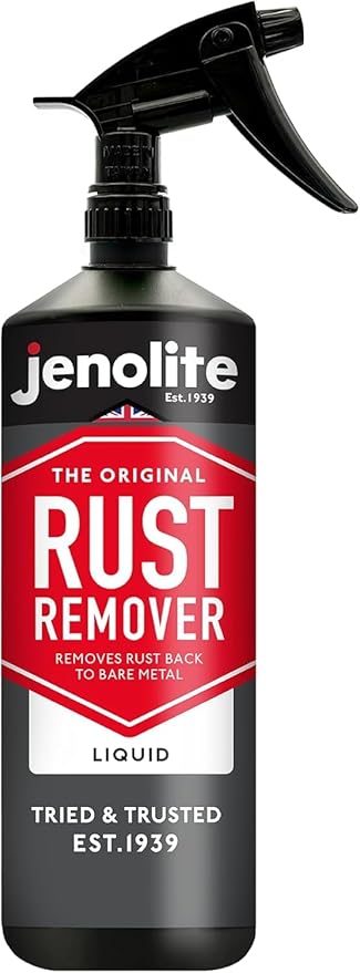 JENOLITE Rust Remover Trigger Spray for Metal 1 L (33.8 fl oz). Fast‑Acting Liquid Restores Bare Metal. Industrial Strength No‑Drip Spray Removes Rust & Oxide Films. Made in Britain