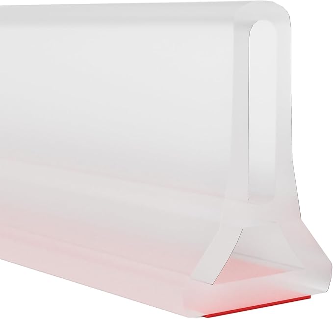 Hi-Na 3ft/5ft/6ft/8ft10ft Collapsible Shower Threshold Water Dam Water Barrier for Shower and Water Stopper Keeps Water Inside Water Threshold for Wet and Dry Separation (10ft, Clear)
