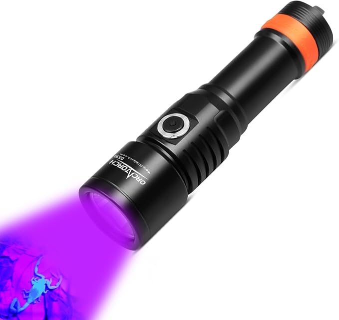 ORCATORCH D530 Scuba Dive Light 1200 Lumens, Titanium Alloy Diving Flashlight with Waterproof IP68, Diving Flashlight 3 Lighting Modes for Underwater 150m Diving (UV Light