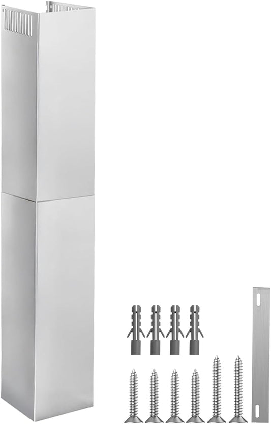 31.5" x 8" x 6.7" Range Hood Chimney Extension, Adjustable Chimney 31.5-63 IN, 203MM Width Stainless Steel Range Hood Chimney Extension, Extend Ventilation Reach, Universal Fit For Most Kitchens