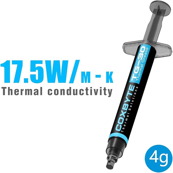 TG-30 Thermal Paste, 17.5W/m-K High Thermal Conductivity, Non-Conductive Thermal Grease for CPU/GPU/Laptop/Server, 5+ Year Longevity, 4g Syringe with Spatula & Cleaning Wipes