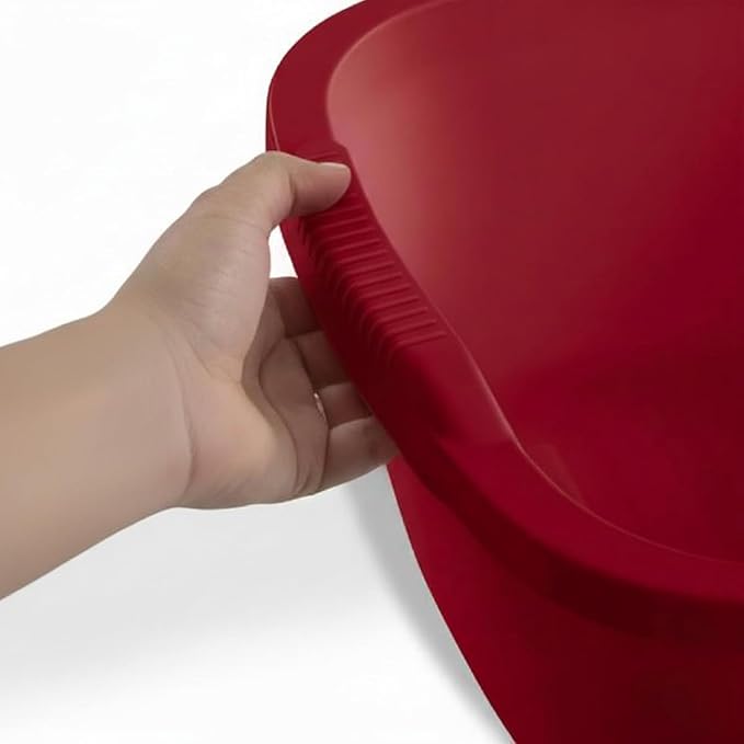 2 Pack Plastic Wash Tub Dishpan Basin and Foot Bath for Soaking Feet, Laundry Hand Wash Bucket, Dish Pans for Washing and Storage Cleaning Supplies - 12 Quarts - Heavy Duty - Red