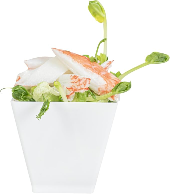 Restaurantware 2 Ounce Mini Kova Cups 20 Square Small Appetizer Cups - Lids Sold Separately Heavy-Duty White Plastic Parfait Cups Serve Mousse Puddings Or Samples For Weddings Or Parties