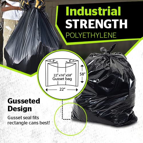 Aluf Plastics Gallon Size 55-60 Typically 38" x 58" 2.0 MIL Black Heavy Duty Garbage Bags - Pack of 100 - For Contractor, Outdoor, Construction, & Storage