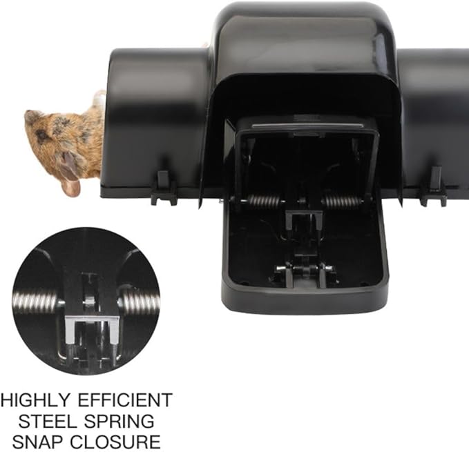 EMIRA Efficiency Rat Mouse Trap Device 4 Pack- Covered Tunnel Design, Protects Kids and Pets, Resusable with Sensitive Trigger, Safe and Powerful, Humane Rodent Solution, Indoor & Outdoor