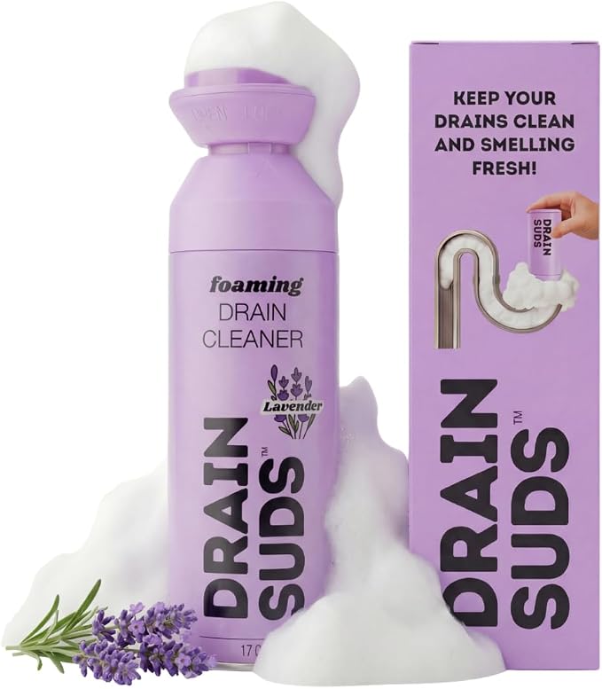 SonicPower Foaming Drain Cleaner, Foam Sink Cleaner and Deodorizer, Drain Clog Remover for Kitchen Sinks, Bathrooms, Garbage Disposals, Shower Drains, Tubs, Washbasin (Lavender (1 Pack))
